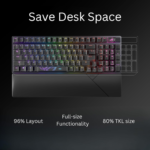 ASUS ROG Strix Scope II 96 Wireless Mechanical Gaming Keyboard – 96% Full-Size, Tri-Mode Connectivity, Hot Swappable Pre-lubed ROG NX Snow Linear Switches, PBT Keycaps, RGB, PC/Mac Support-Black